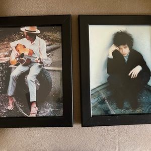 Vintage Glossies of Bob Dylan Framed (Lot of 2) 10” x 12”